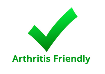 The image features a green checkmark on a white background with text above it reading  Arthritis Friendly.